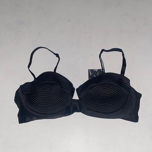 Nasty Gal 34D Black Satin Textured Bra NWT